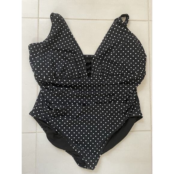 Lauren Ralph Lauren Swim One Piece Swimsuit Polka Dot Swimwear - Picture 1 of 10